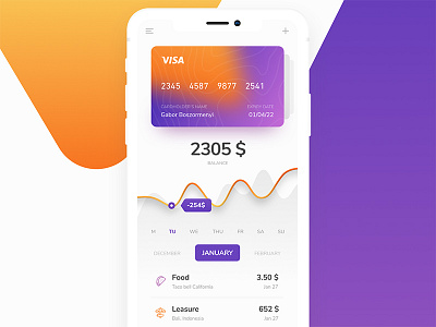 Expense App bank banking cards expense ios iphone track ui visa