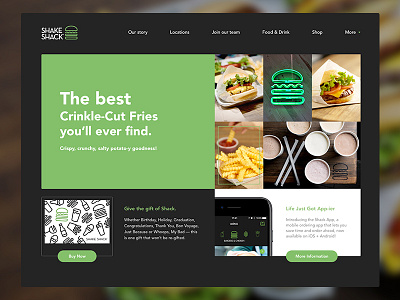 Shake Shack bruger burger food fries ui ux webdesign