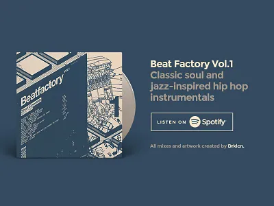 Beat Factory Vol. 1 - Spotify Mix albumart albumartwork beats branding coverart design hiphop illustration mix playlist spotify