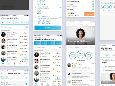 Ride-Sharing App app book now book ride iphonex map modal receipt ui ux