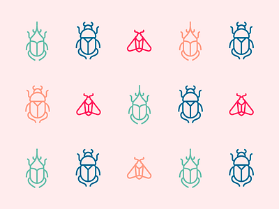 Bugz beetle blue bug green icon illustration jungle moth pink