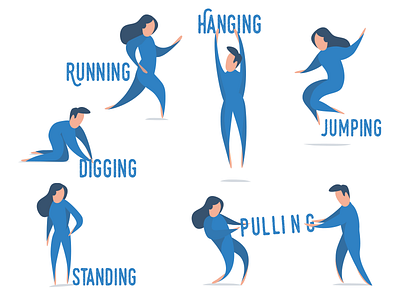 Some peeps digging jumping people running standing