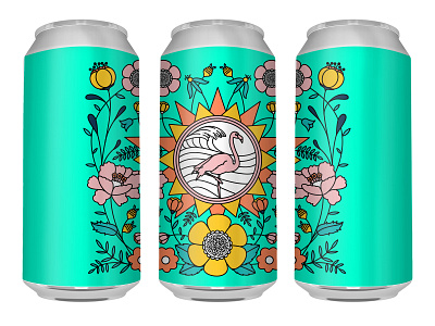 Flamingo Brew Can (Unbranded ) artwork drawing graphic design illustration illustrator line art sketch vector