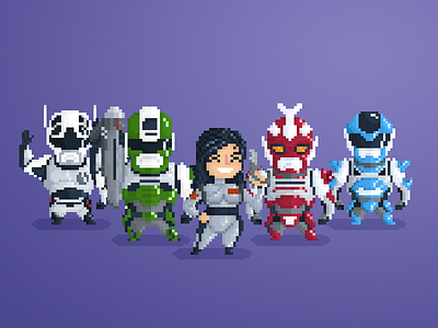 Full Cybercop Gang 90s cybercop design fanart geek minimalism nerd pixel pixel art tokusatsu vector