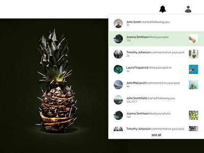 activity feed - daily Ui 047 activity feed daily ui challenge dailyui dailyui047 notifications pineapple