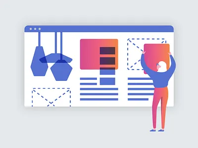 Full Story - Gather Blog Post Illustration app characters geometric illustration interior design minimal people