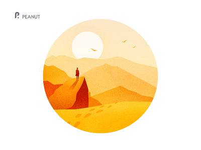 Whispers of Desert bird desert dribbble flat hot illustration landscape mountain red sun