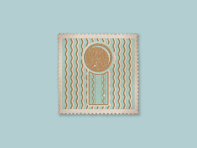 I art deco blue detail gold i letter pattern stamp texture