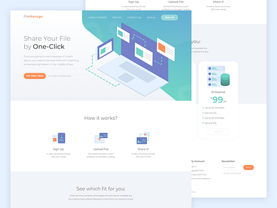 FileManage Website Design file manager icons illustration landing page saas technology ui design website design