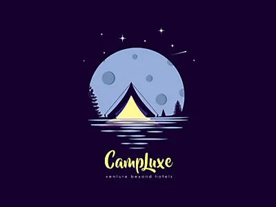 Logo Design for luxury camping adobe camping darknight design icon illustrator logo moon starrynight tent trendy