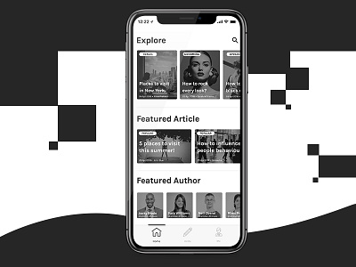 Blogging App User Interface adobe xd article black blogs bw dark dark ui grey mobile application photoshop ui user interface