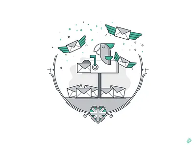 Contact 2d contact envelope icon illustration line lineart parrot