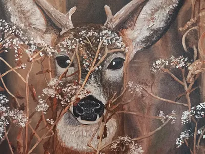 Roe deer acrylics animal canva painting paints portrait roe deer