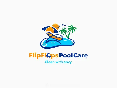 Logo Flip Flop Pool branding cleaning flip flop graphic design logo pool