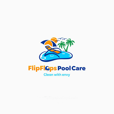 Logo Flip Flop Pool branding cleaning flip flop graphic design logo pool