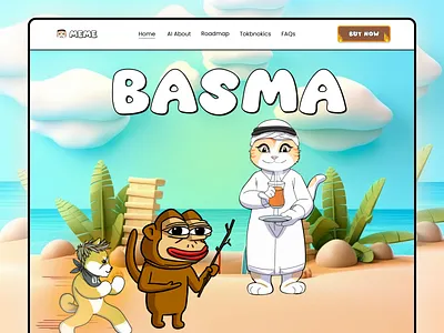 Basma-Meme coin website-AI 3d meme base basmatoken crypto funny design meme meme coin meme coin landing page meme design meme mockup memes trending meme website веб дизайн