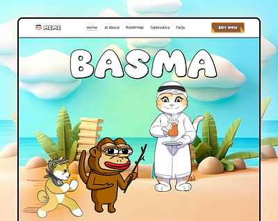 Basma-Meme coin website-AI 3d meme base basmatoken crypto funny design meme meme coin meme coin landing page meme design meme mockup memes trending meme website веб дизайн