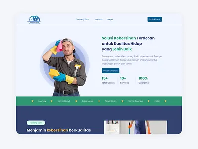 Cleaning Service - Landing Page cleaning company cleaning office cleaning provider cleaning service company profile house cleaning landing page simple ui uiux web design