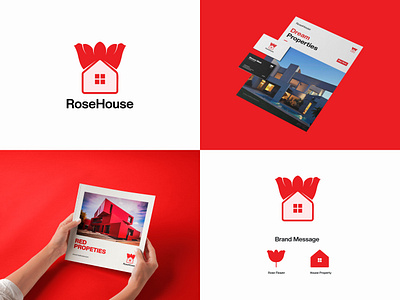 RoseHouse Real Estate Logo Design architecture brand design branding building constructions design graphic design home home logo house illustration logo logo design logos property real estate rose vector