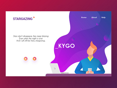 Stargazing(KYGO) Song UI design illustrator isometric landing page ui ux vector web webui