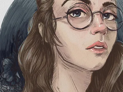 Geeks digital art drawing flowers geek girl glasses