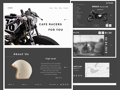 Storm bike cafe racer concept ui ux web