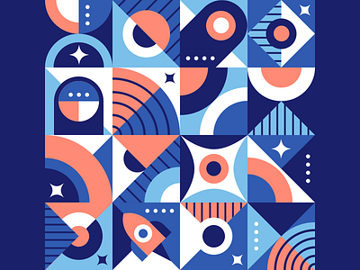 Cosmic Geometry Pattern astronaut clean colors cosmic geometry layout line minimal pattern shapes simple space