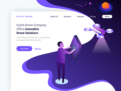 Drone Solution Landing Page 2018 drone landingpage minimal trending ui uiux ux webdesign