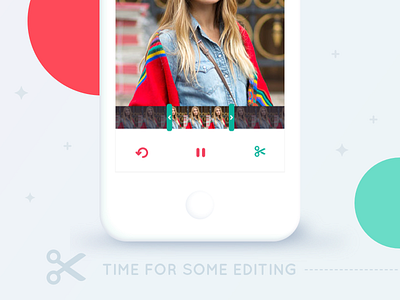 Edit Video cut drag drop edit ios mobile pause play rewind timeline ui design video