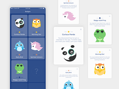 Morning Owl badge design animal card illustration mobile ui visual