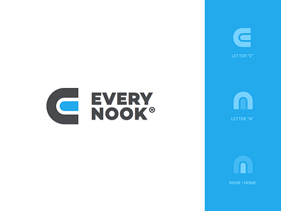 EN Logo Concept agency blue branding door estate home house logo real unfold