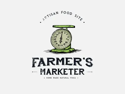 Farmer's Marketer - Home made natural food branding classic food hand drawn home made logo natural rustic vintage