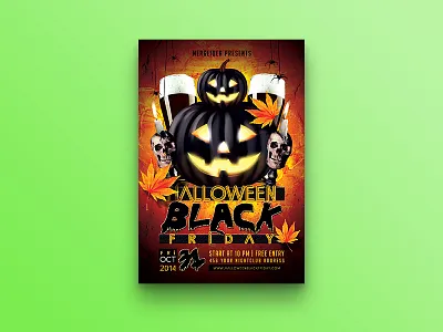 Halloween Black Friday Flyer beer candle flyer halloween horror invite night poster pumpkin skull spider template