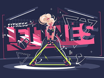 Fitness instructor character exercise fitness flat girl gym illustration instructor kit8 lifestyle vector woman