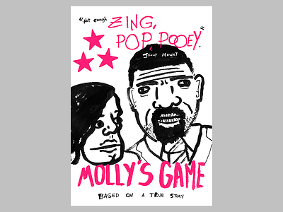 3/52 - Molly's Game cartoon illustration ink lettering mollys game movie movie poster