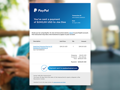 #DailyUI #017 | Email Receipt 017 dailyui design email paypal receipt ui