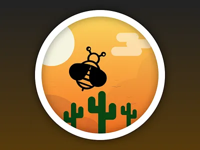 Badge | Bee in the desert bee desert illustration