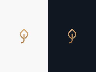 JIVAAS clean gold initial j leaf logo mark minimal modern simple