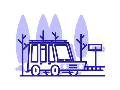 Travel By Car car city sign illustration lights road trip smoke tiers travel trees