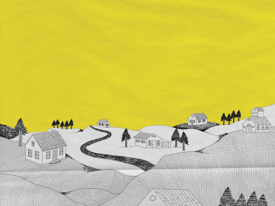 Home blackwhite home illustration mountains yellow