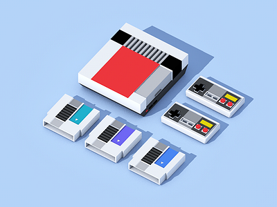 Nintendo Game Station Classic illustration isometric nintendo