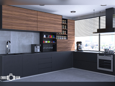 Kitchen 3d 3dmax coffee draw food kitchen render