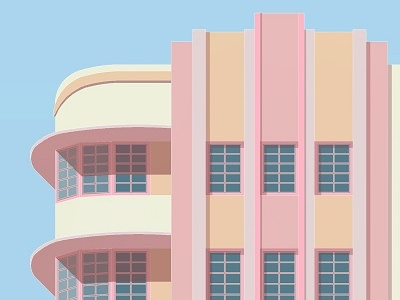 Art Deco Miami Print architecture art deco graphic design illustration miami mid century pink poster print print design wall art