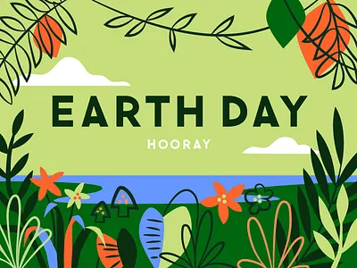 Earth Day 2018 earth flowers hooray illustration plants