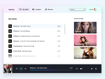 Weekly UI - 4 gradient music music player player shadow spa web app