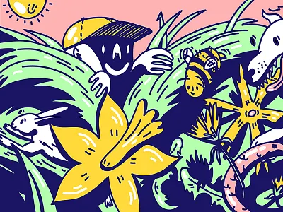 Spring 2 creep digital dog nature neon psychedelic rabbit spring sun wild