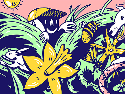 Spring 2 creep digital dog nature neon psychedelic rabbit spring sun wild