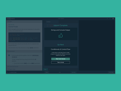 Codecademy Lesson Complete code codecademy delight ui delight ui design user experience ux