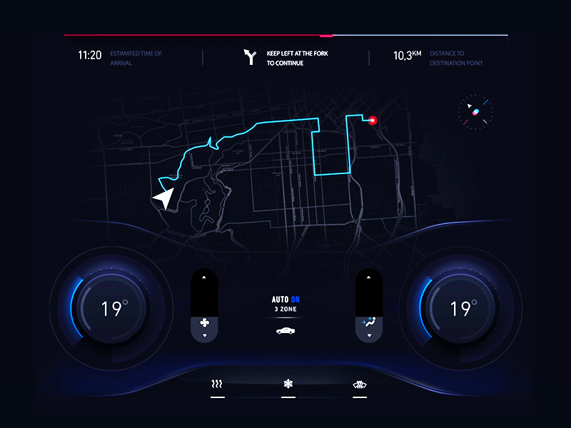 Climate control for HMI automotive climate cluster dashboard head hmi icons motion navigation product ui ux