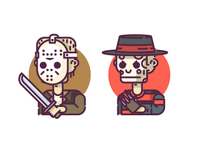 Horror Characters - Freddy vs Jason freddy horror icon jason line vector